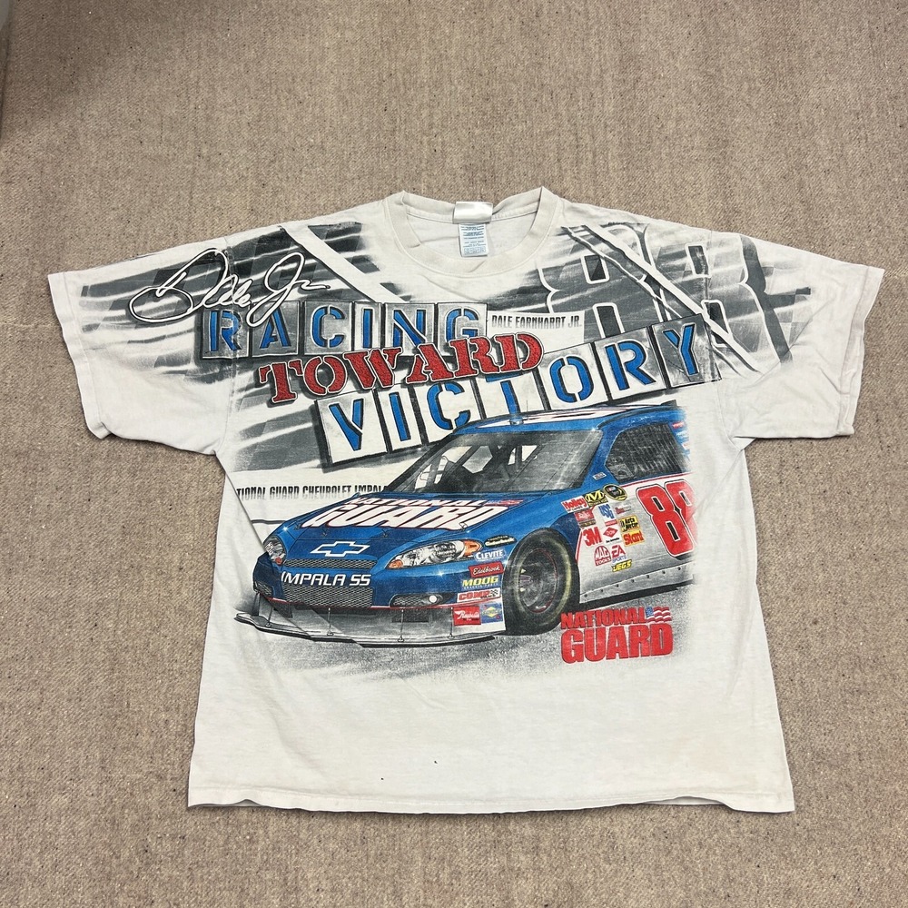 Vintage Dale Earnhardt Jr Shirt Mens 2XL White 2000s Nascar Chase Authentic AOP